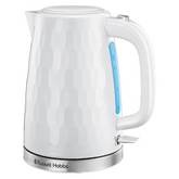Russell Hobbs Honeycomb Electric Kettle 1.7L – 3kW Fast Boil Cordless White Kettle with Perfect Pour Spout & Removable Anti-Scale Filter